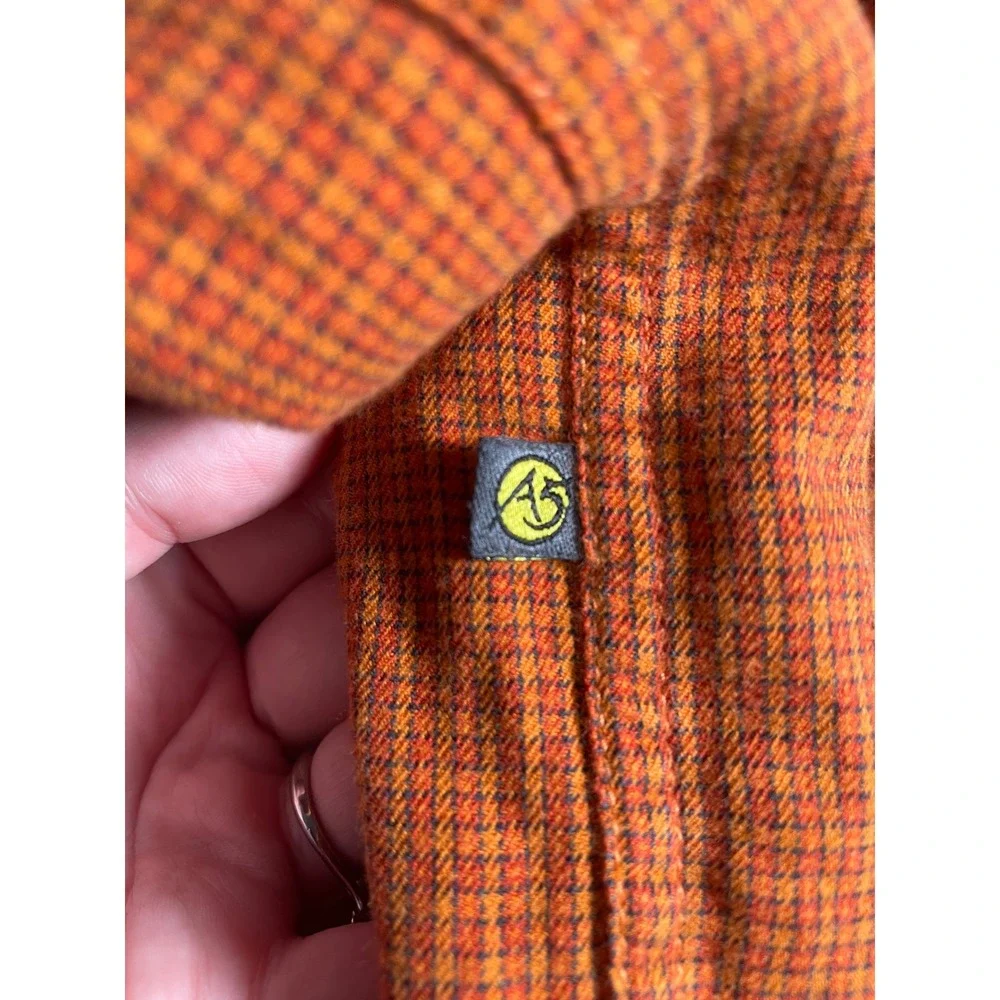 The North Face A5 Series Mens Large Orange Check Long Sleeve Button Down Shirt
